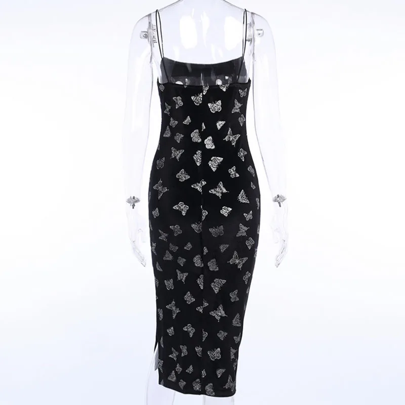 

Sexy Butterfly Dress Summer Vestidos Print Black Dress Gothic Off Shoulder Club Knight Dress Party Dress Robe Femme