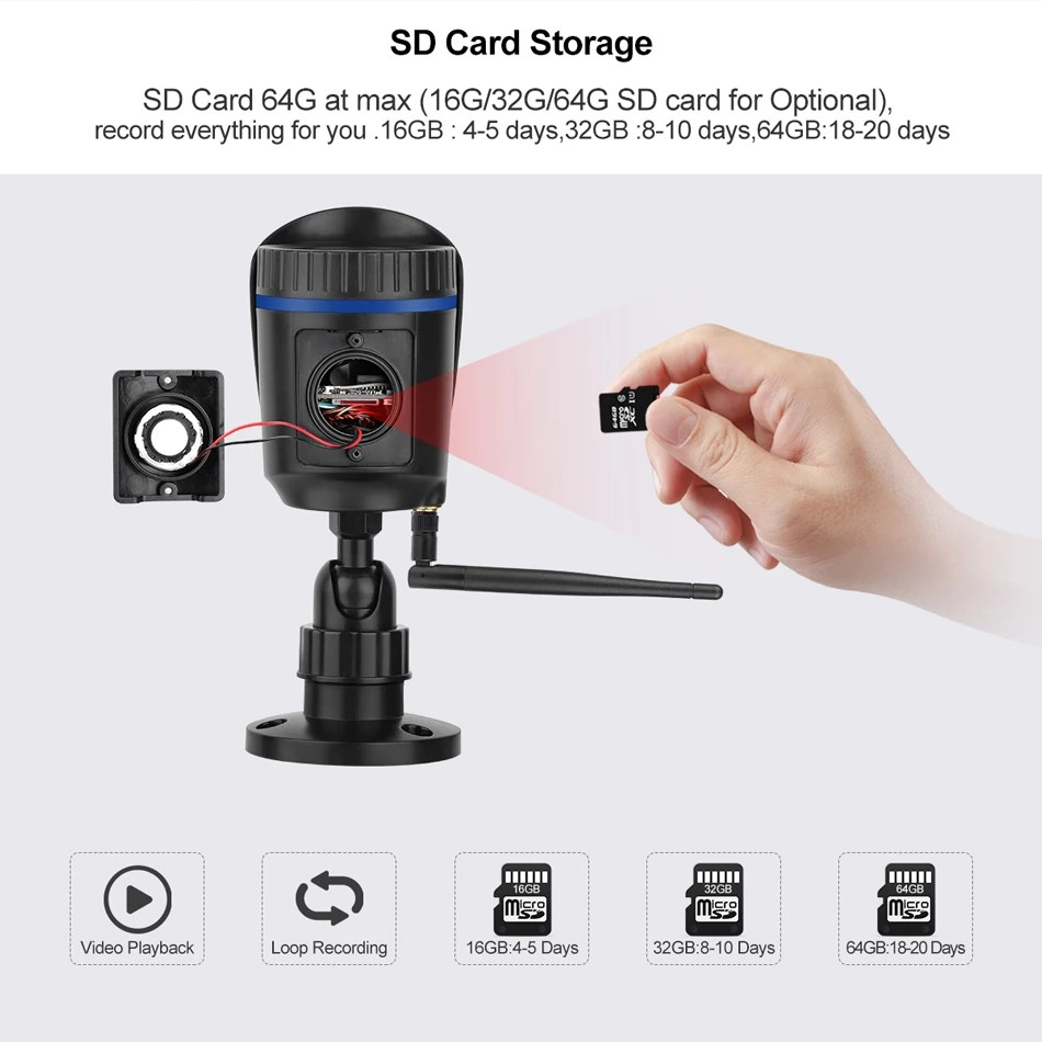 IP камера видеонаблюдения H.265 1080P 2 МП двустороннее аудио беспроводная ИК ночное