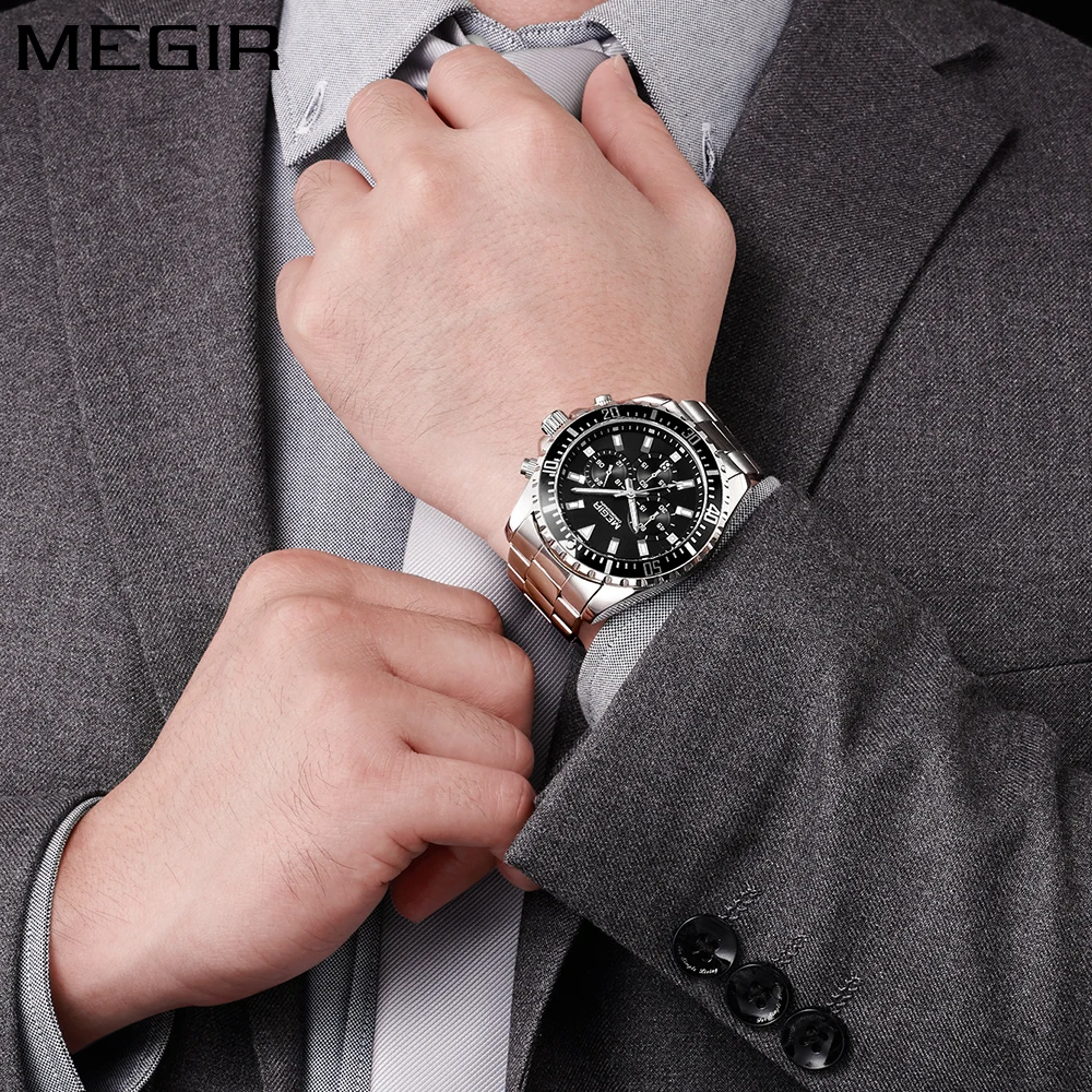 Часы наручные Megir Мужские кварцевые спортивные аналоговые многофункциональные