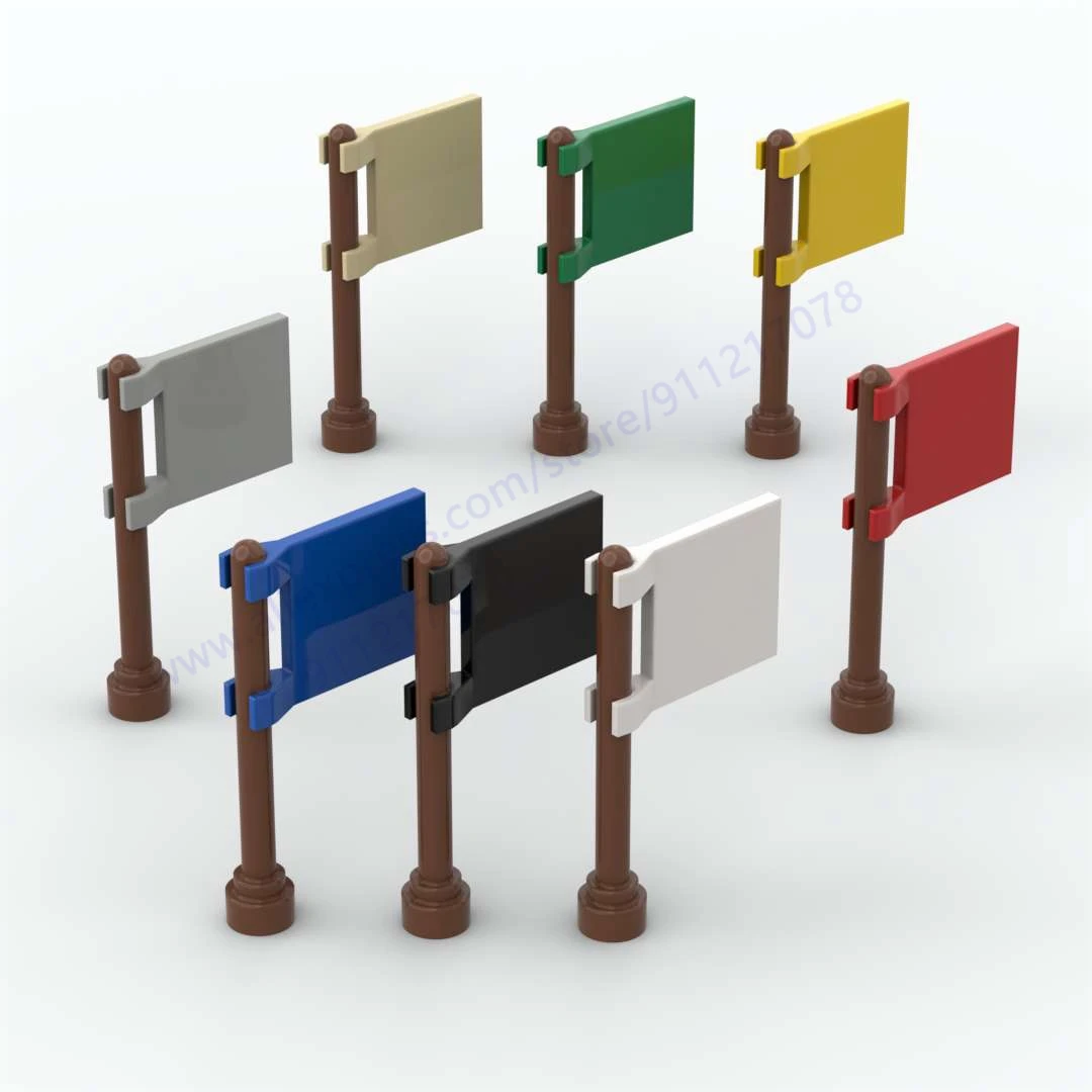 

10 set Flag with flagpole Building Block Assembles Particles moc Children Toys Educational Tech Brick Parts Kids Christmas Gift