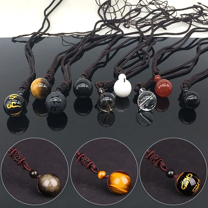 16 мм обсидиан тигровый глаз Хрустальный шар кулон ожерелье для мужчин женщин