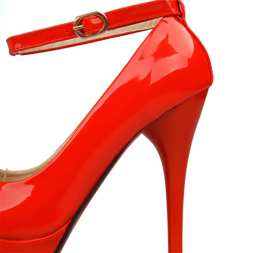 Big Size Women Platform Pumps 13cm Thin Spike High Heel Round Toe Patent Leather Party Wedding Bridal Office Lady Dress Stiletto