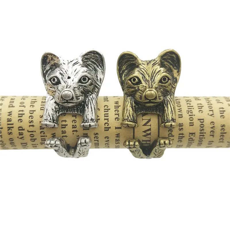 Модное регулируемое винтажное мужское кольцо милое кольцо-бабочка с собакой для