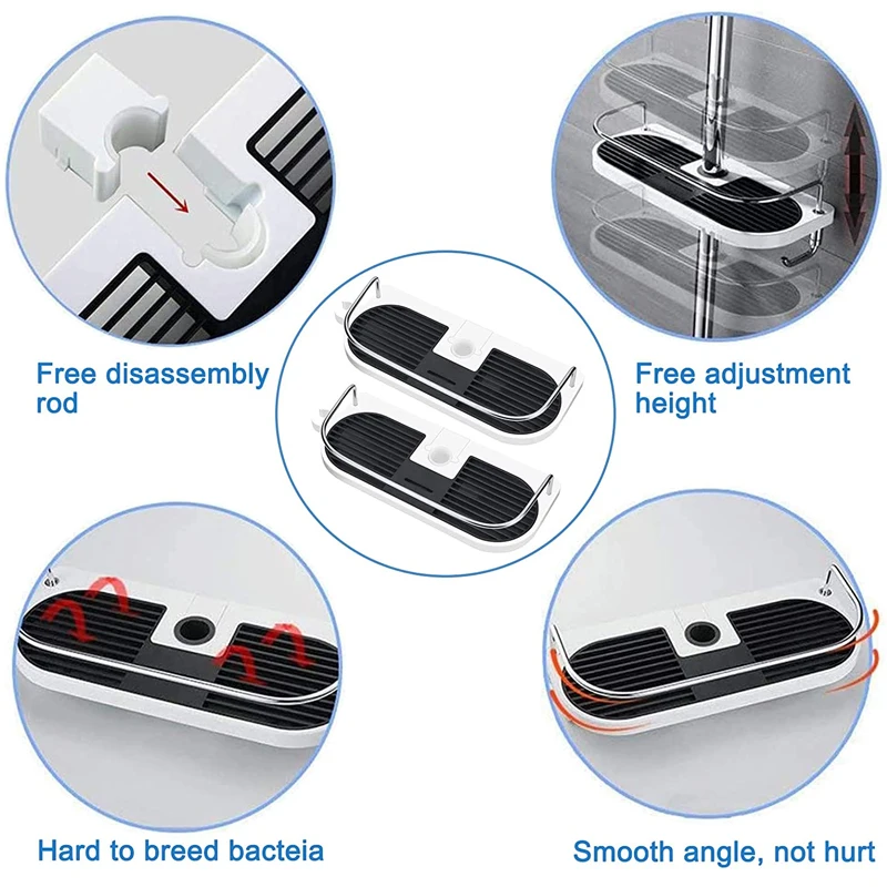 Shower Storage Rack Bathroom Pole Shelves Holder Detachable Tray Organizer Shampoo Single Tier Head | Обустройство дома