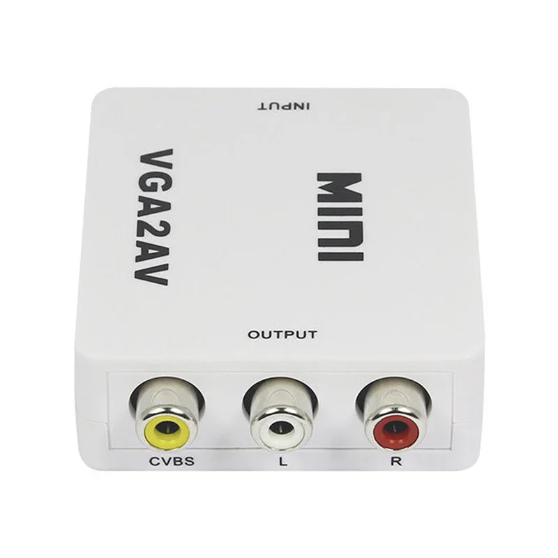 Mini VGA to AV RCA Converter with 3.5mm Audio VGA2AV/CVBS+Audio Convertor for HDTV PC 1080P | Электроника