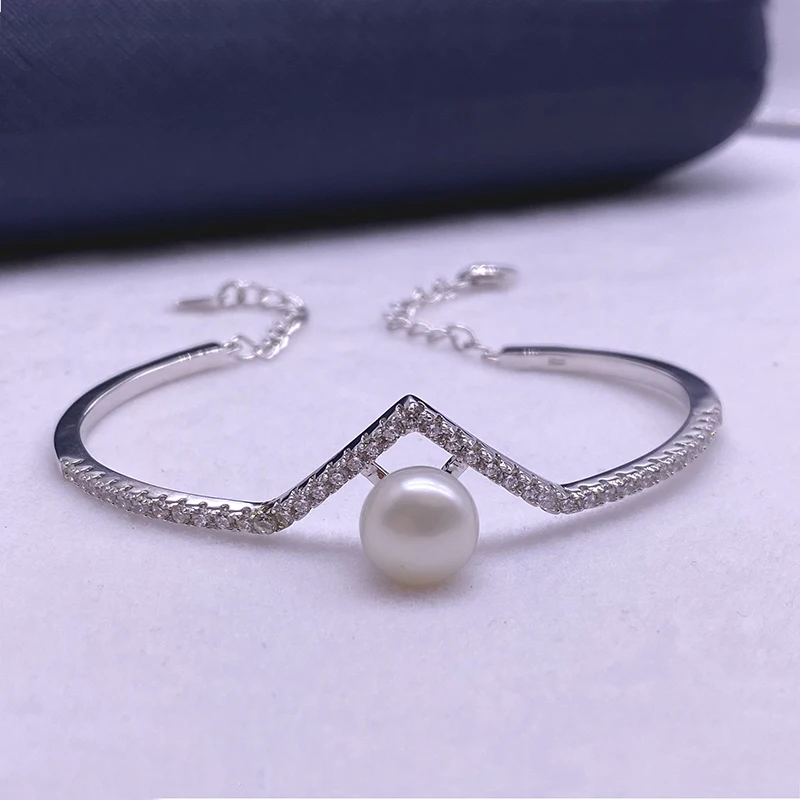 

Sinya Classical 925 pure silver Bangles natural pearl fine jewelry women girl Mother Christmas brithday gift New arrival