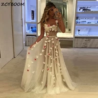 ivory prom dresses 2021 women formal party night elegant a line v neck appliques sleeveless vestidos de gala long evening gowns