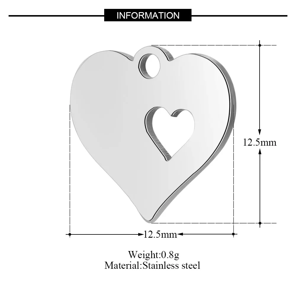 10 шт. подвески в виде сердца из нержавеющей стали | Украшения и аксессуары
