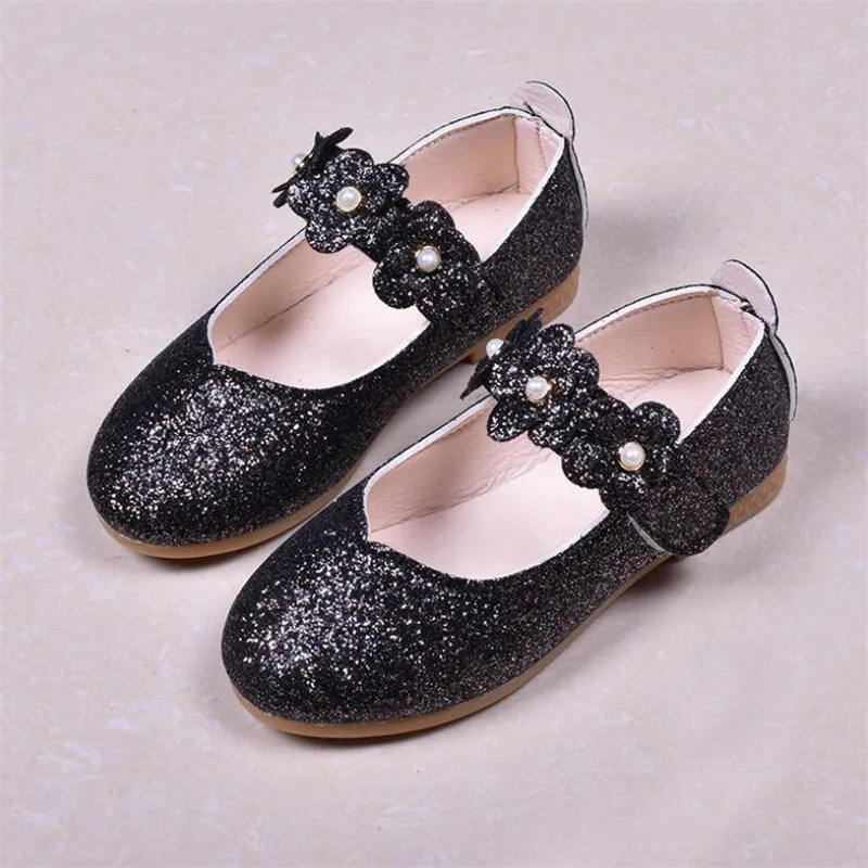 Новинка 2020 года обувь принцессы с блестками и цветами для девочек тонкие