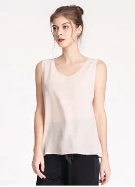 Женский жилет из крепдешина 2021 шелка с круглым вырезом на подтяжках тутового