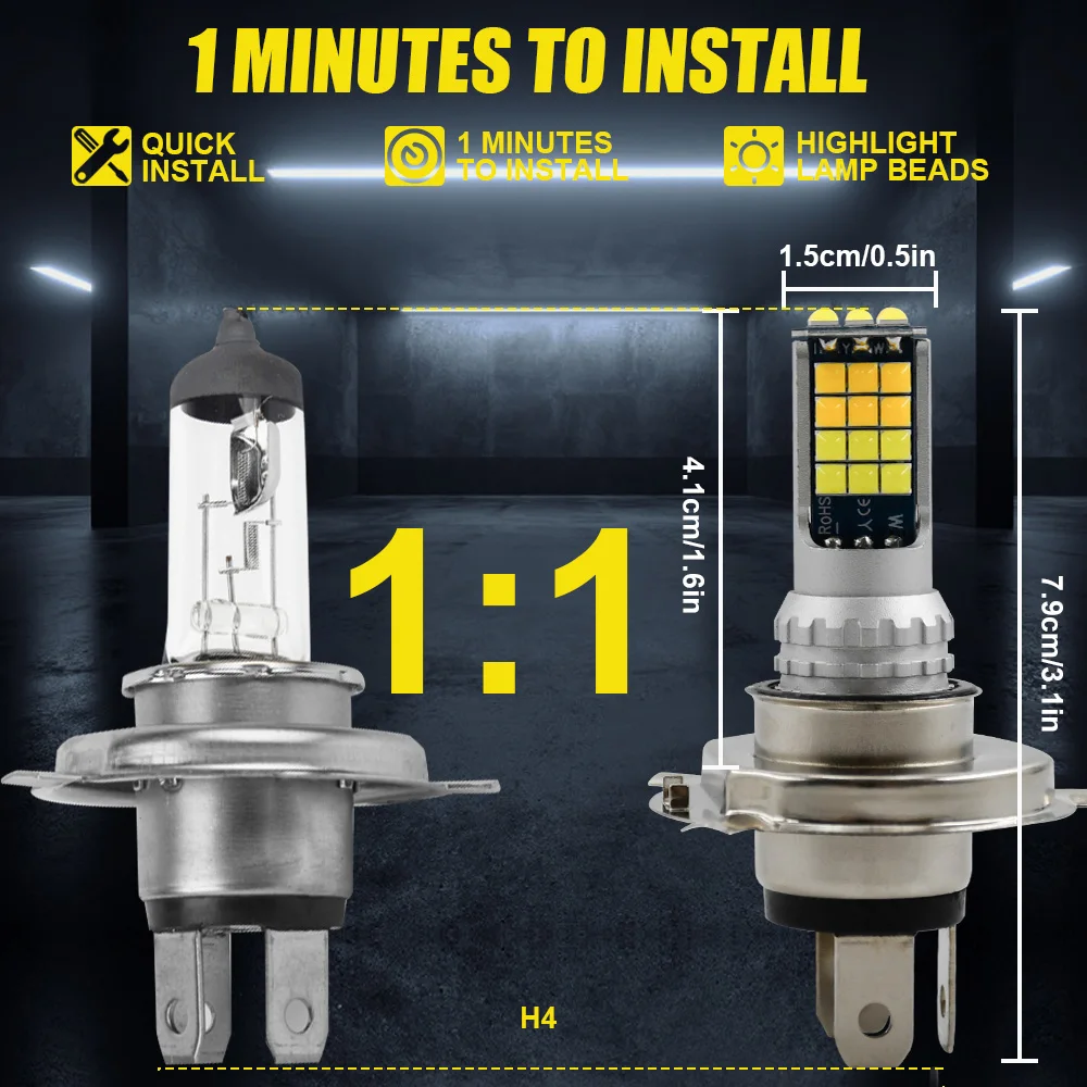 

1 Pair Car LED Fog Headlight Bulbs Auto Driving Anti-Fog Lamp High Bright Day Running Light Car Parts Waterproof Motorcycle Lamp