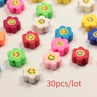 30pcs happy face fruit candy heart flower shape clay beads for diy bracelet jewelry making