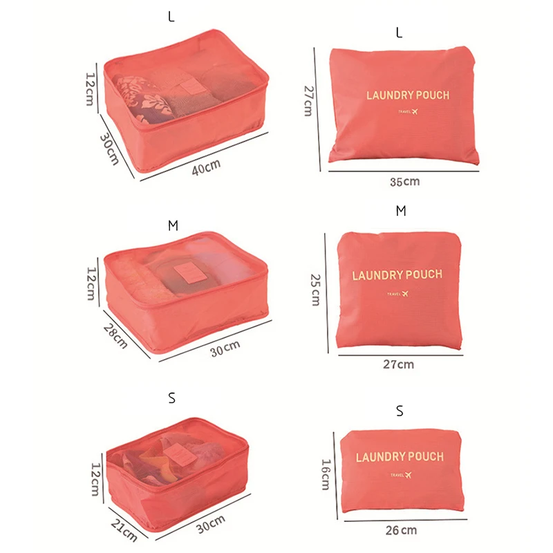 

6 PCS Travel Storage Bag Set for Clothes Tidy Organizer Wardrobe Suitcase Pouch Travel Organizer Bag Case Shoes Packing Cube Bag