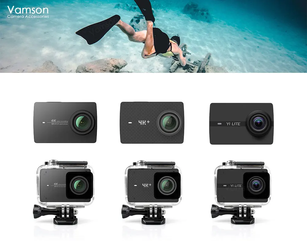 Vamson для Yi 4 k/yi 4k+/yi lite 40m водонепроницаемый чехол Защитный корпус чехол для дайвинга для Xiaomi для Yi 2 4K Спортивная камера 2 VP608K