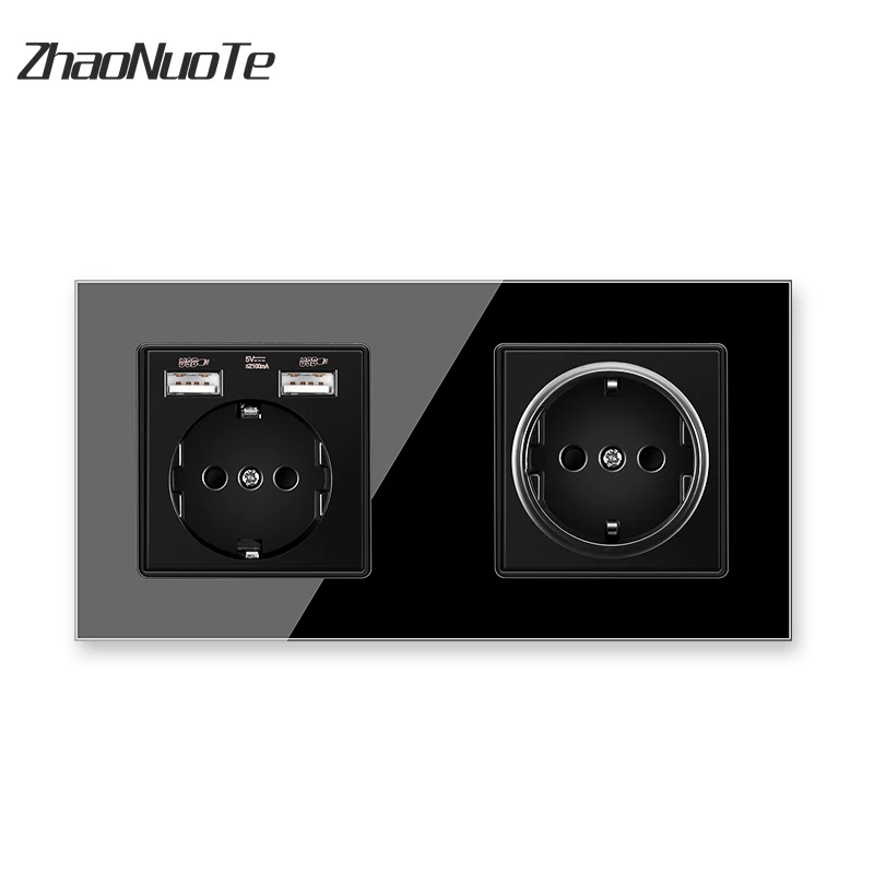 Настенная электрическая розетка со стеклянной панелью немецкая Европейская с