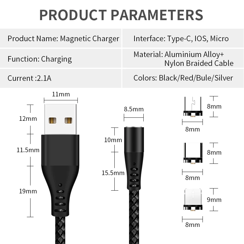 

New Design Magnetic Charging Cable For Samsung Galaxy A5/J5 2016 Xiaomi Redmi S2 6a 4x Mobile Phone Cable With Magnetic Plug