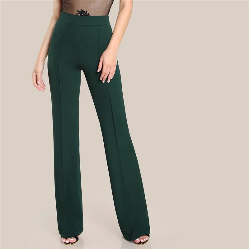 SHEIN Однотонные Широкие Прямые Брюки Офисные Стильные Брюки