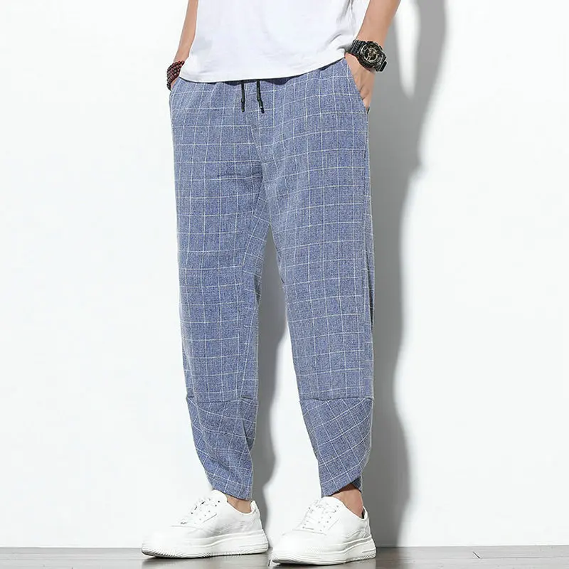 2021 из хлопка и льна шаровары Штаны Для мужчин брюки Повседневное джоггеры