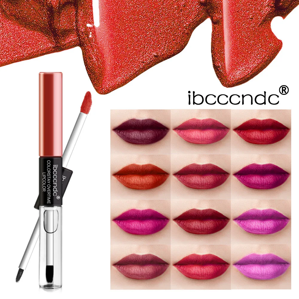 Ibcccndc Makeup Lipstick Raincoat Double Headed Lip Gloss Waterproof Non-stick Cup Glaze Beauty
