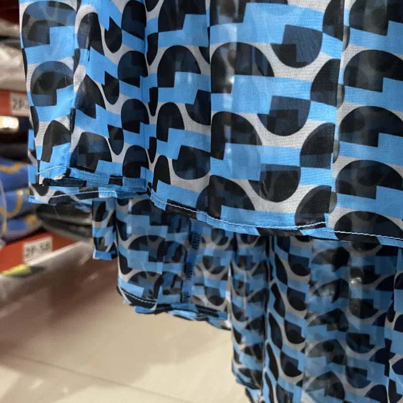 

[DEAT] 2021 Spring Summer New Pattern Turtleneck Three Quarter Sleeve Hollow Empire Waist Printing Ladies Sexy Tunic Dress BA626