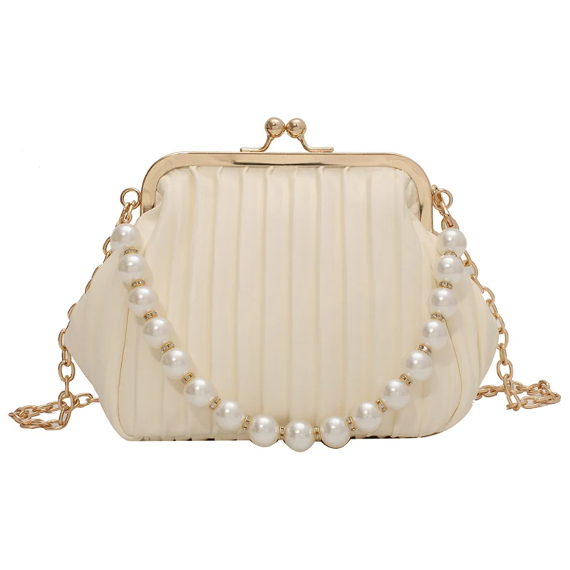 

Beading Soft PU Leather Crossbody Bag for Women 2021 Summer Cloud Designer Tends Evening Shoulder Purses Handbags