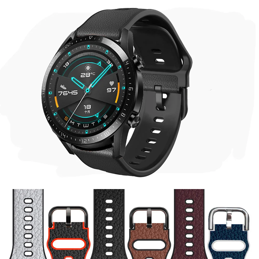 

Ремешок силиконовый для Huawei Watch GT 2 42 мм 46 мм, кожаный браслет для Huawei GT 2 Pro/GT 2E, 20 мм 22 мм
