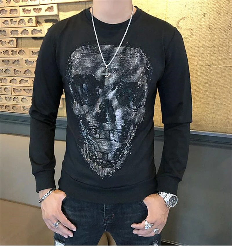 

Winter men's suit fashion brand men's casual sportswear slim design diamond face hoodie suit