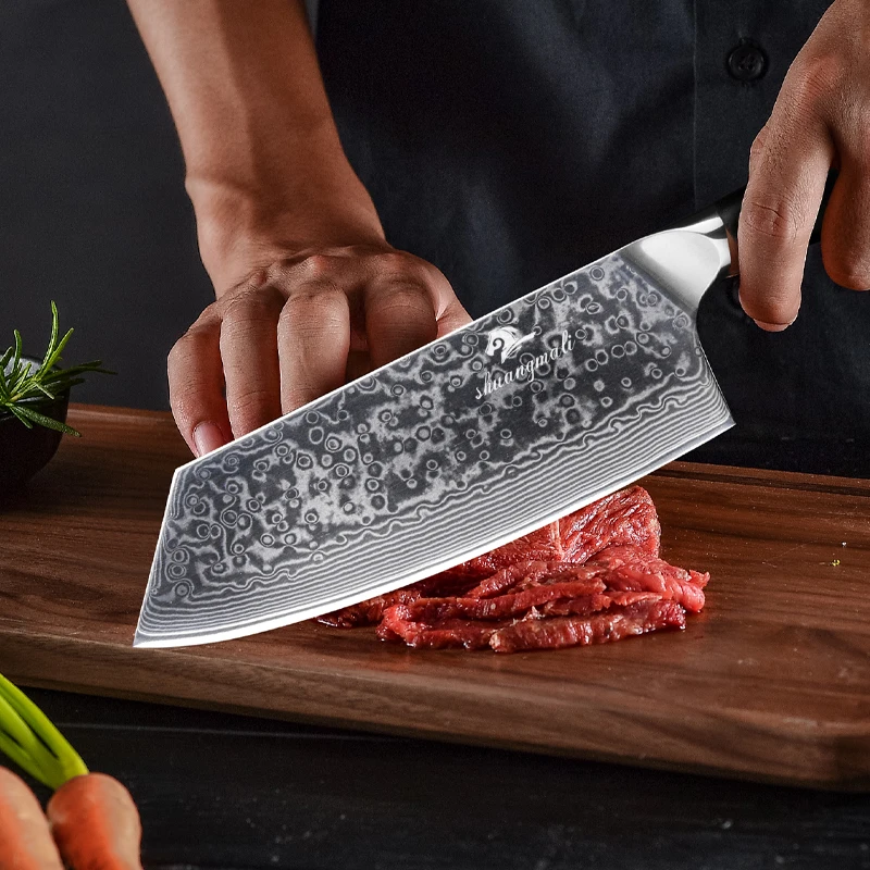 Shuangmali 8 Inch Chinese Chef Knife VG10 Damascus Steel Slicing Knives Sharp Cutting Tools Vegetable Cleaver | Дом и сад