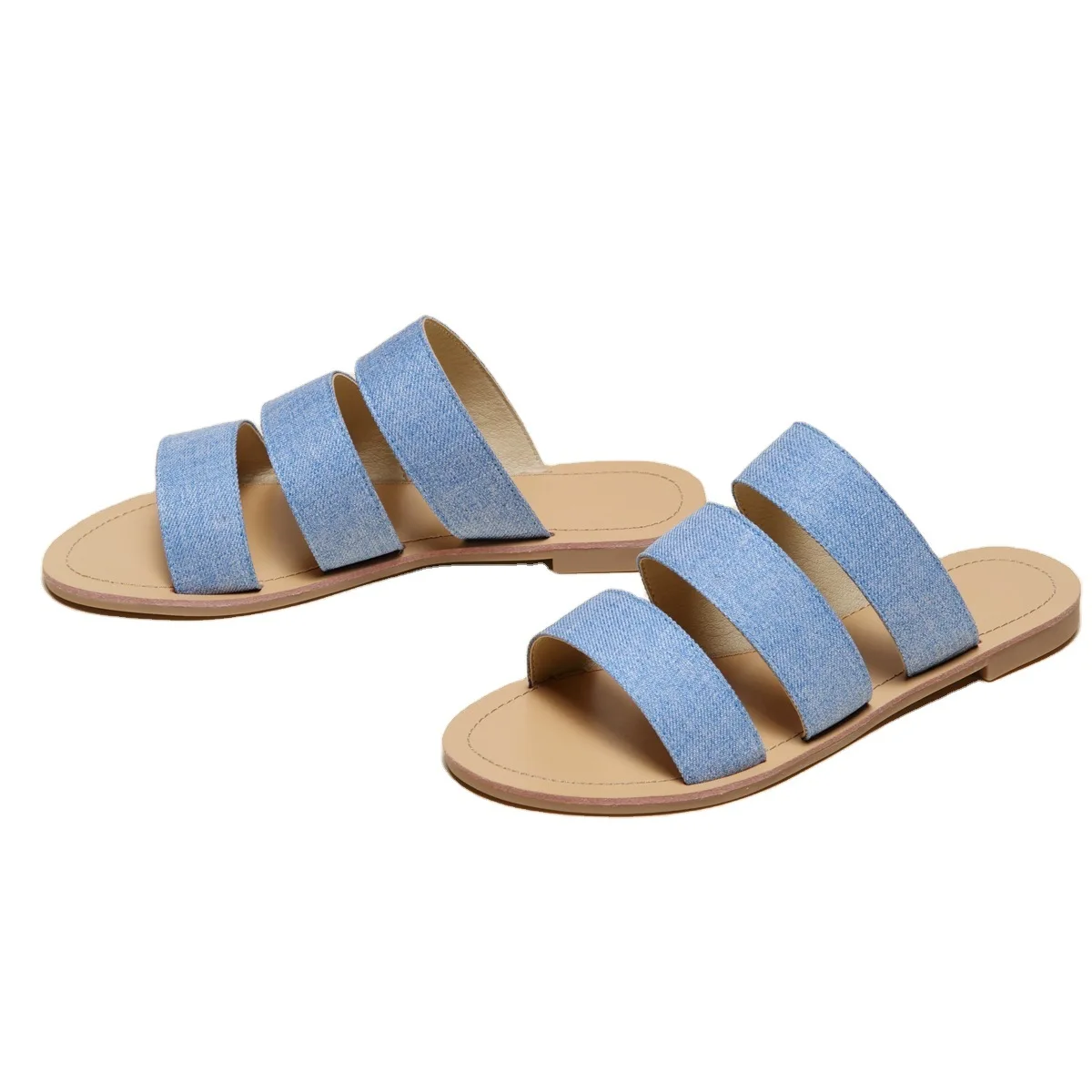 

ladies shoes all-match fashion style sandals and slippers European and American one-step strap flat slippers