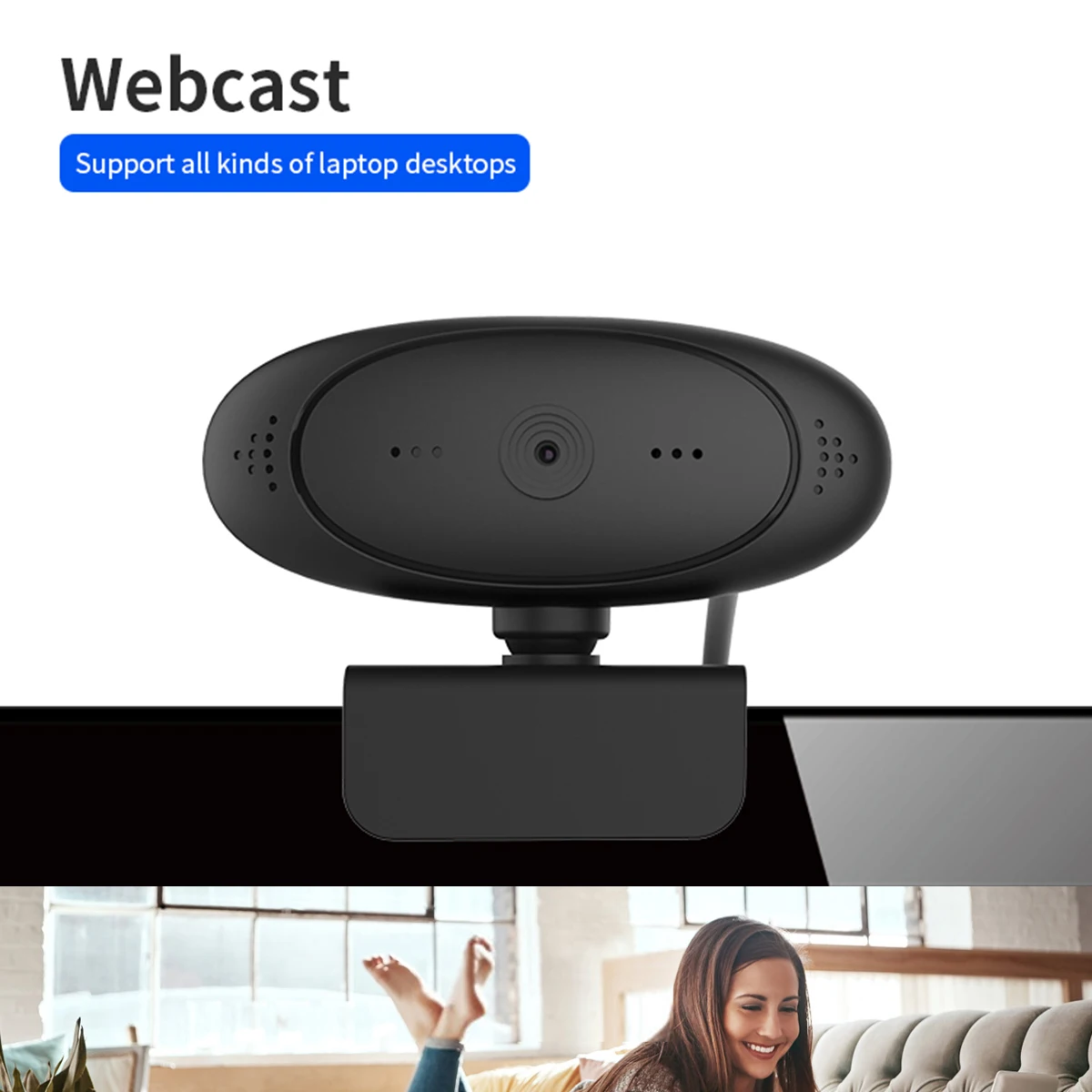 

HD Computer Camera Video Conference Camera Webcam 2 Mega 1080P Pixel Auto Focus 360 Rotation USB Plug & Play with Microphone