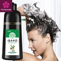 500ml long lasting natural ginger fast dye permanent black hair dye shampoo for women and men gray hair covering removal