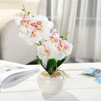 1set phalaenopsis simulation bonsai artificial plant flower ceramic pot decorative flower set home table bedroom accessory