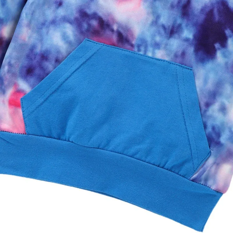 

Autumn Baby Girl Boy Clothes Suit Tie-dye Print Long Sleeve Hoodie Sweatshirt Tops+Pants+Headband Casual Kids Costume Set