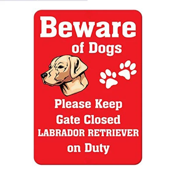

Labrador Retriever Dog Beware of Fun Novelty Sign Decorative Metal Sign for Road Tin Art Wall Decor Aluminum Sign