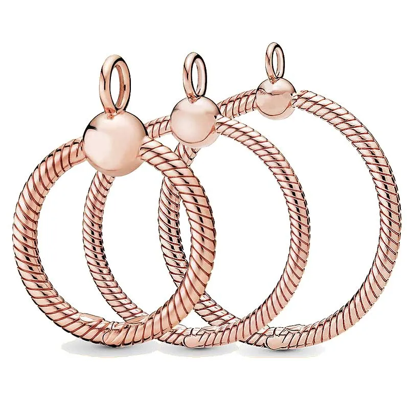 QANDOCCI моменты розовое золото маленький средний и большой O ожерелье кулон Fit Pandora