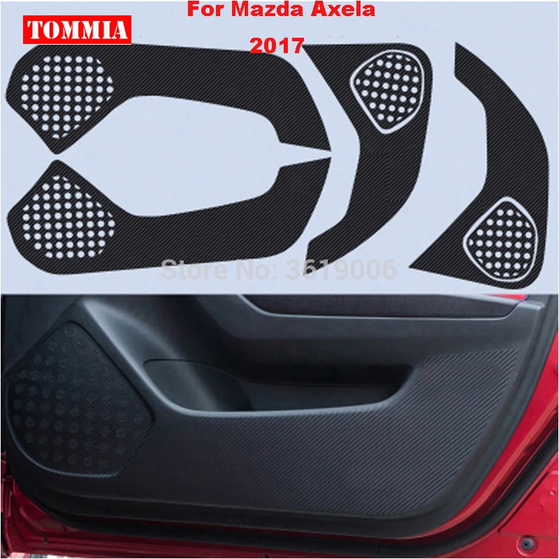 

TOMMIA For Mazda 3 Axela 2017 Car Inside Door Cover Scratch Protection Anti Kick Pads Carbon Fiber Stickers 4pcs