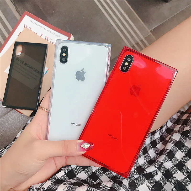 Прозрачный Прямоугольный чехол для Iphone 12 11 Pro Max 6S 7 8 Plus Xr XsMax | Мобильные телефоны и