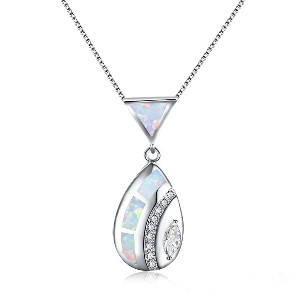 

Elegant Drop Water Shaped Blue Pendant Necklace Crystal Necklace Fashion Women Wedding Party Jewelry