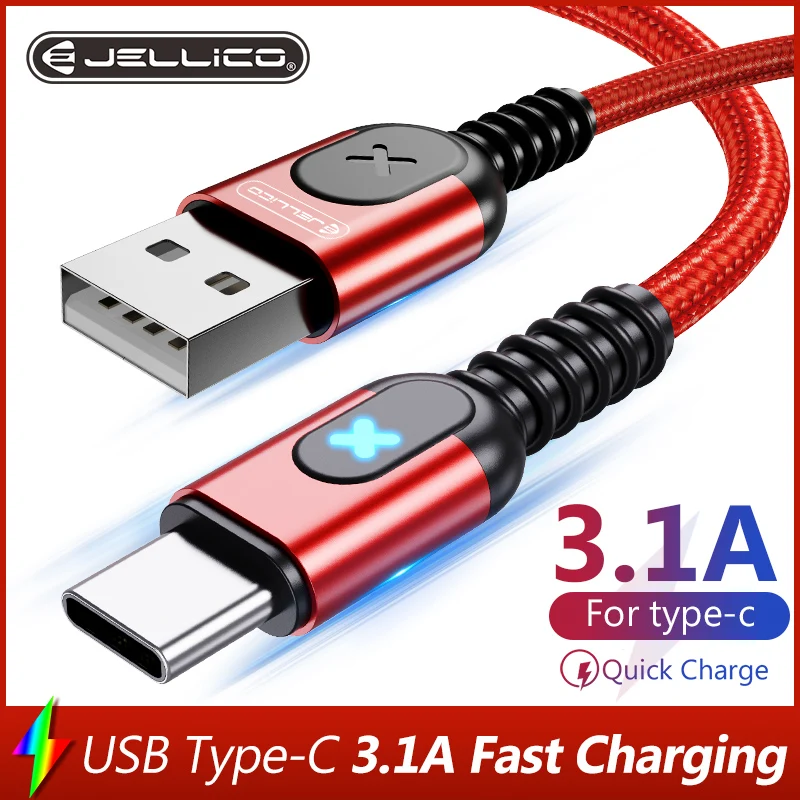 Jellico 3.1A кабель с разъемом USB Type C Быстрая зарядка через зарядный типа кабеля для