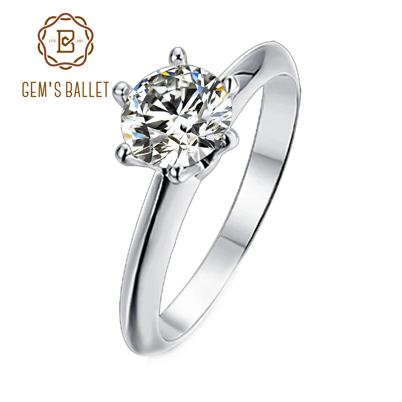

GEM'S BALLET 6 Prong Anniversary Eternity Solid Rings Bride Engagement Jewelry Sterling Silver 925 Moissanite Ring Drop Shipping