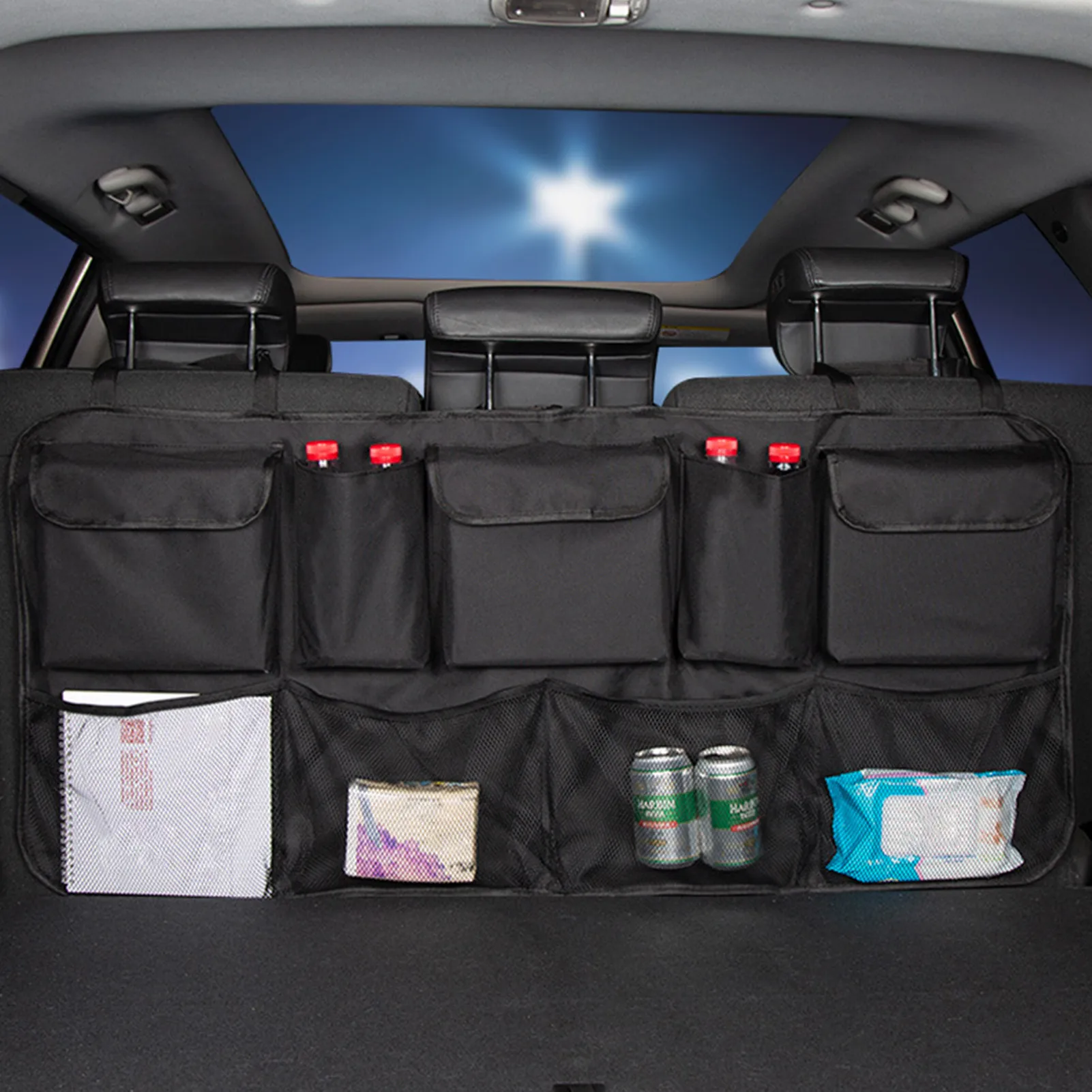

Car Trunk Organizer Adjustable Backseat Storage Bag Net High Capacity Multi-use Oxford Automobile Seat Back Organizers For SUV