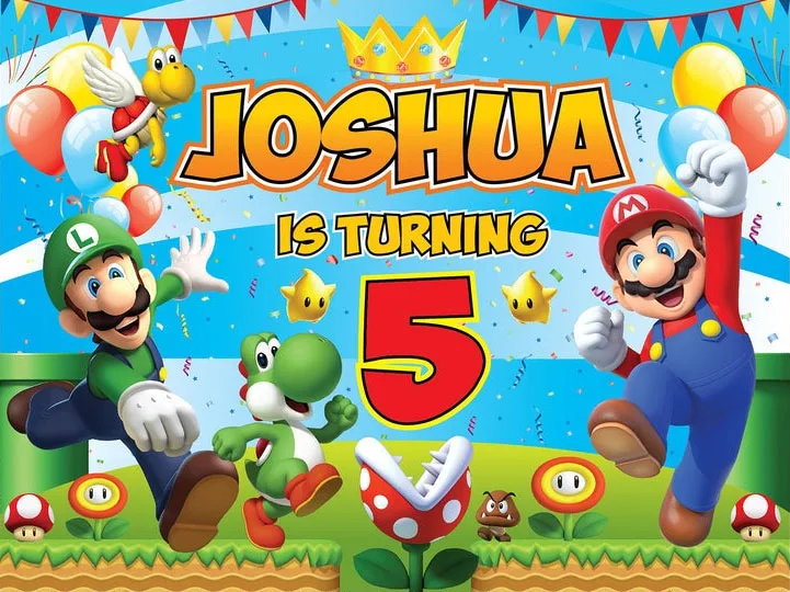 Пользовательские Super Mario Bros для вечеринок дней рождения ребенка фото Фон