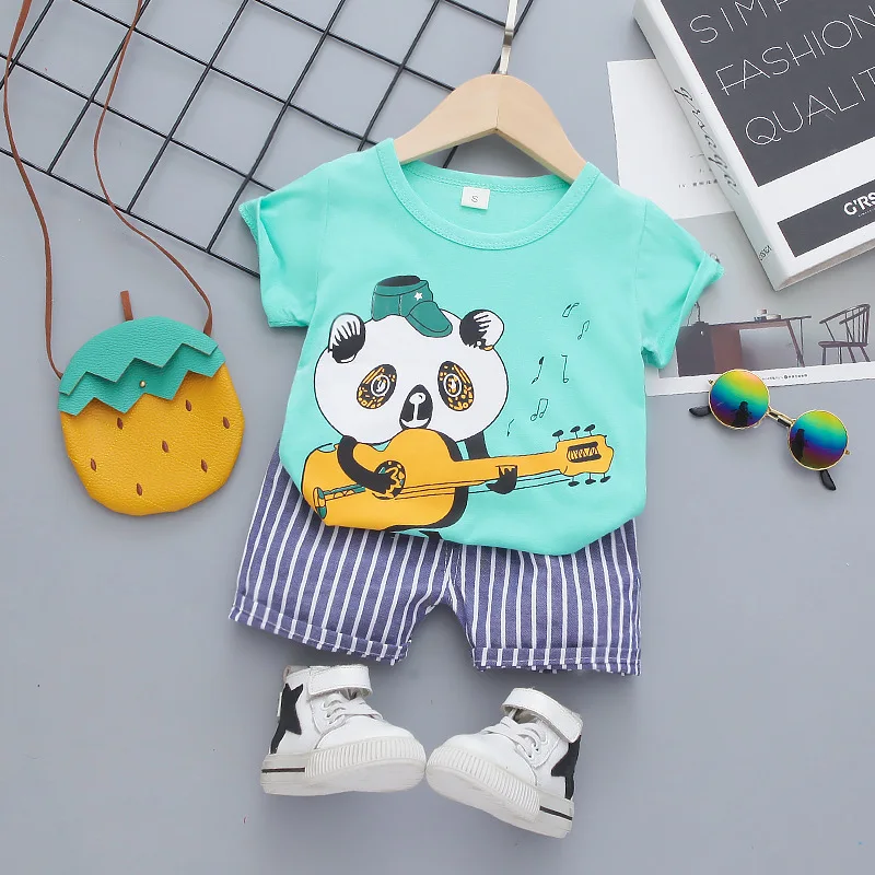 

Baby Boy Clothes Sets 2020 Summer Casual Cotton Kid O-neckTop + Strip Shorts Toddler Short Sleeve Sports Outfits
