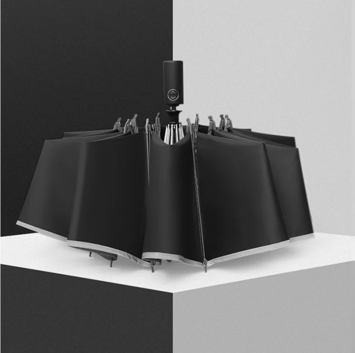 Зонт женский Автоматический складной с защитой от ветра и черным