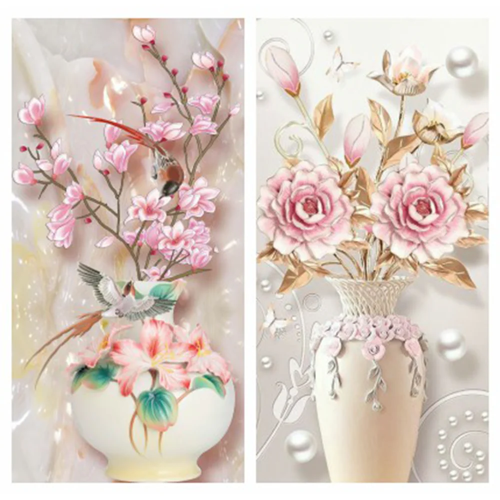 

Huacan алмазная вышивка цветы картины из страз мозаика ваза картины на стену декор для дома