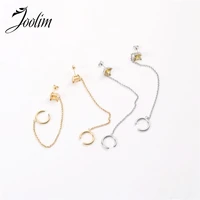 tarnish free pvd gold finish asymmetric ear line earring stainless steel tarnish free gold jewelry wholesale