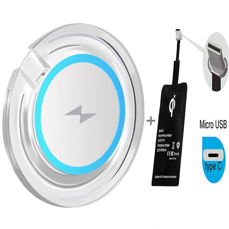 Беспроводной зарядный передатчик Qi + приемник для iphone 5 5S SE 6 6S Plus комплект