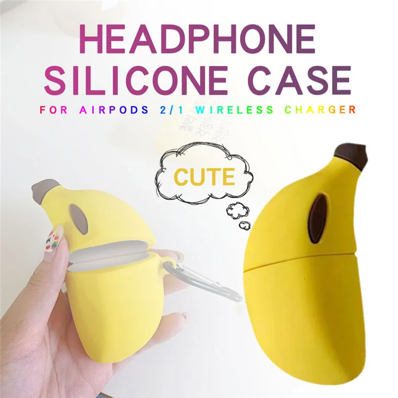 Защитный чехол в форме фрукта банана милый дизайн ТПУ противоударный для Airpods