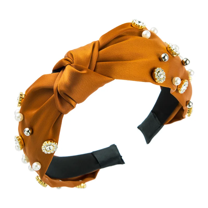 

Plastic Beads Hairband Woman 5.5CM Autumn Winter Pearl Rhineston Hair Band Shopping Makeup Head Jewelry Luxury Headband Retail