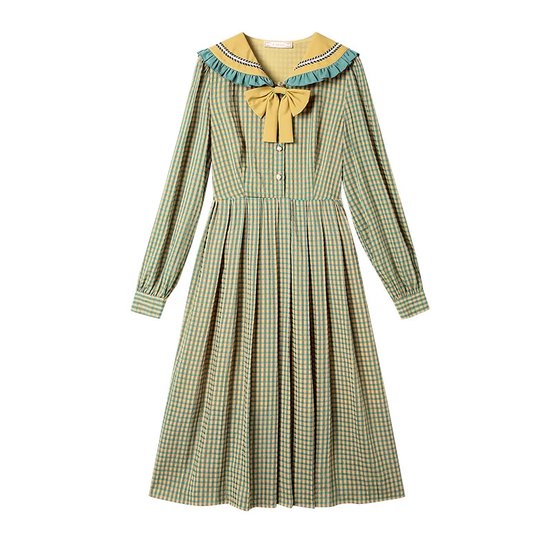 

ways is pleated s child temperament of the new spring 2021 women cultivate morality dress fashion plaid dress